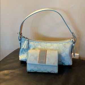 Coach Aqua Signature Demi handbag and wallet
